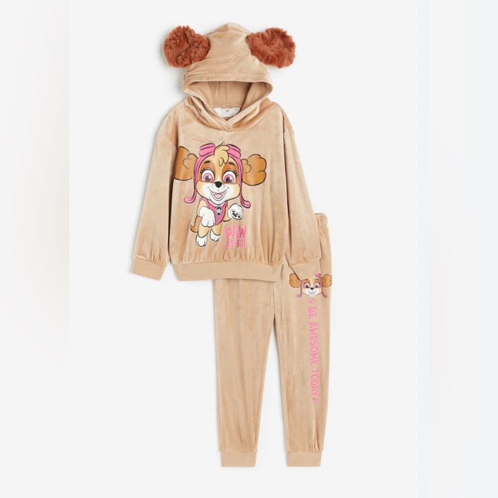H&M Kids Matching Set - Paw Patrol Sky- Top & Bottom Size 6- Tan with Pink